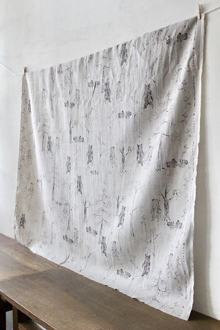 LINNET リネンプリント カムチャツカの森2<br />FLAX×焦茶